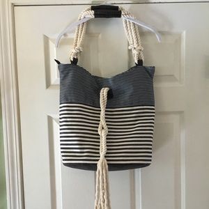 Nautical Handbag - Rope Detailing with Leather Trim.